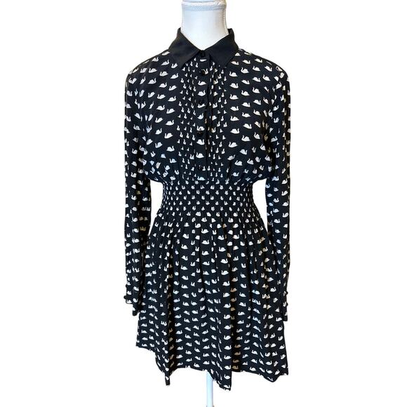 kate spade | Black/White Silkblend Swan Dress | Med - Picture 1 of 15